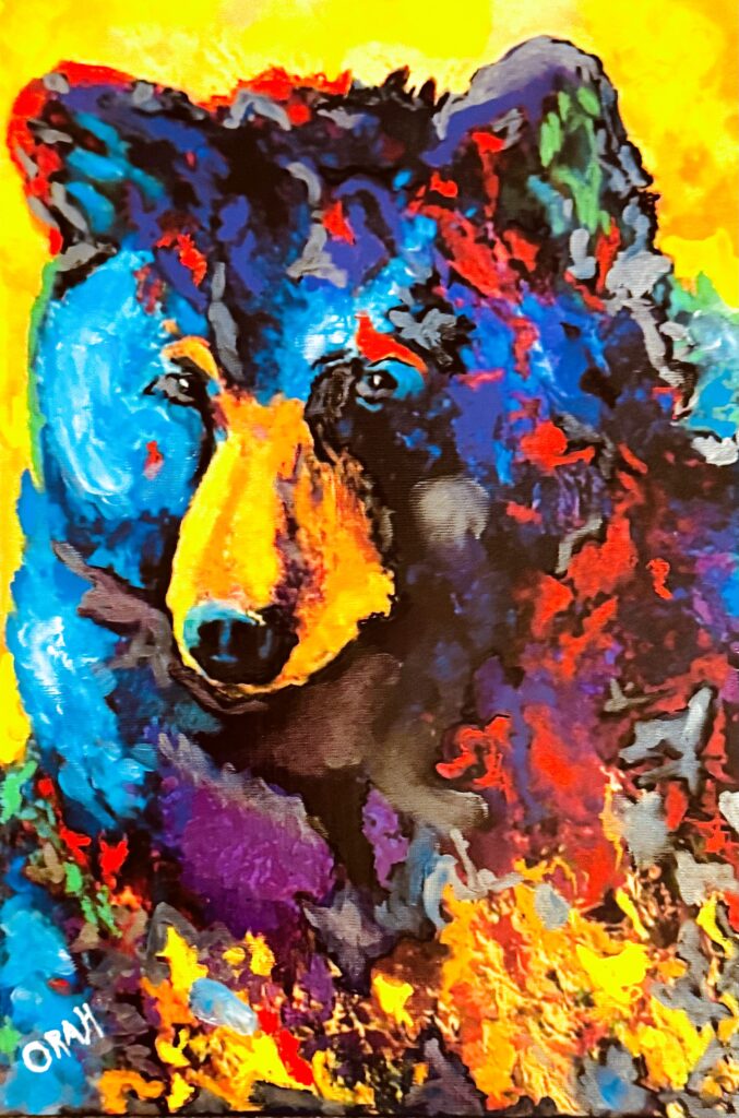 $150 "Betty Bear " Original  12" x8" Acrylic Semi-Gloss Gallery-Wrapped Canvas